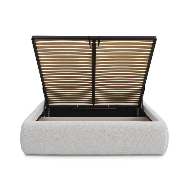 Světle šedá čalouněná dvoulůžková postel s úložným prostorem/bez čela s roštem 180x200 cm Inera – Bobochic Paris-image-4