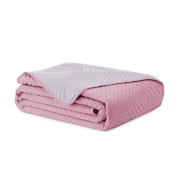 Růžový/světle šedý prošívaný přehoz z mikrovlákna 240x260 cm Softa – Restilo