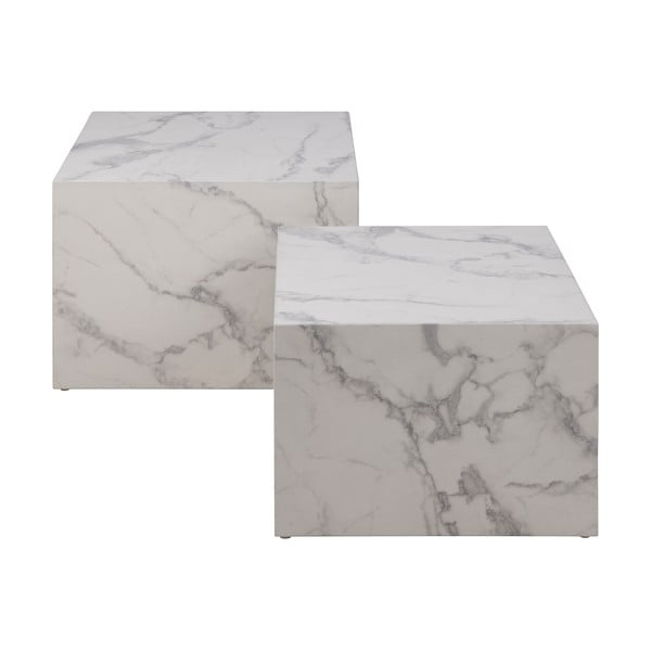 Bílé konferenční stolky v dekoru mramoru v sadě 2 ks 58x58 cm Dice – Actona-image-4