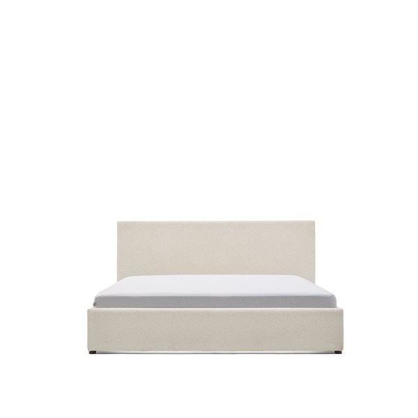 Béžová čalouněná dvoulůžková postel s úložným prostorem s roštem 160x200 cm Nahiri – Kave Home-image-4