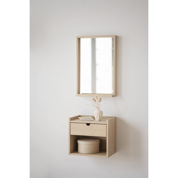 Závěsný noční stolek s poličkami z dubového dřeva v přírodní barvě Hillmond – Rowico-image-1
