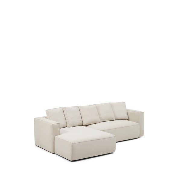 Béžová žinylková rozkládací rohová pohovka (levý roh/s lenoškou) Marela – Kave Home-image-2