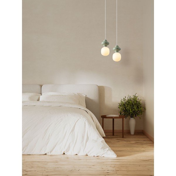 Bílé/světle zelené keramické závěsné svítidlo se skleněným stínidlem ø 18 cm Clio – Nova Luce-image-4