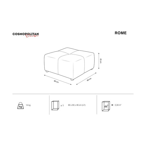 Šedý sametový modul pohovky Rome Velvet - Cosmopolitan Design-image-4