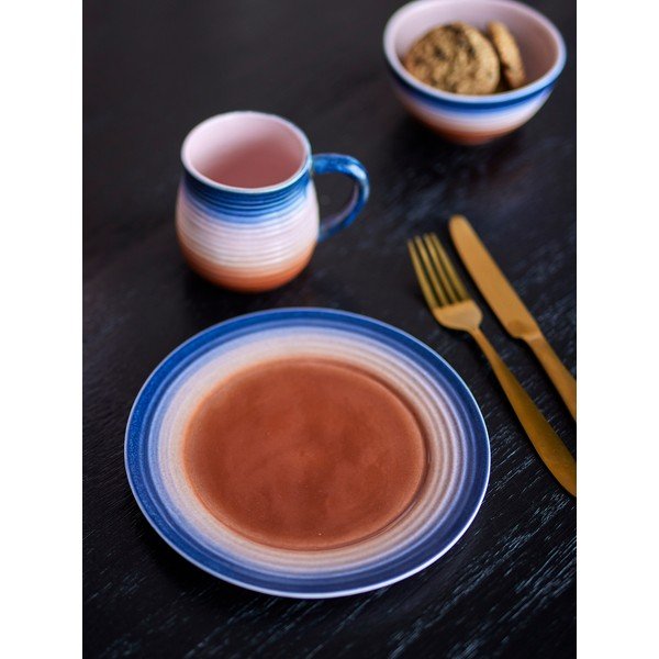 Modré/oranžové dezertní  talíře v sadě 4 ks z kameniny ø 20,5 cm Tatum – Bloomingville-image-1