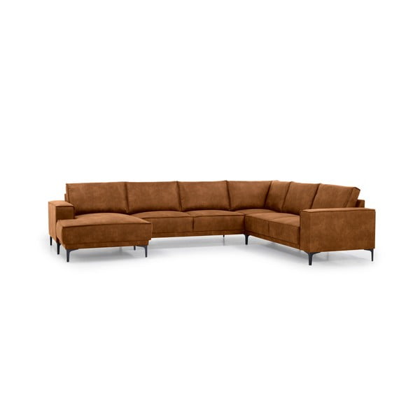 Koňakově hnědá rohová pohovka z imitace kůže (levý roh/do "U") Copenhagen – Scandic-image-2