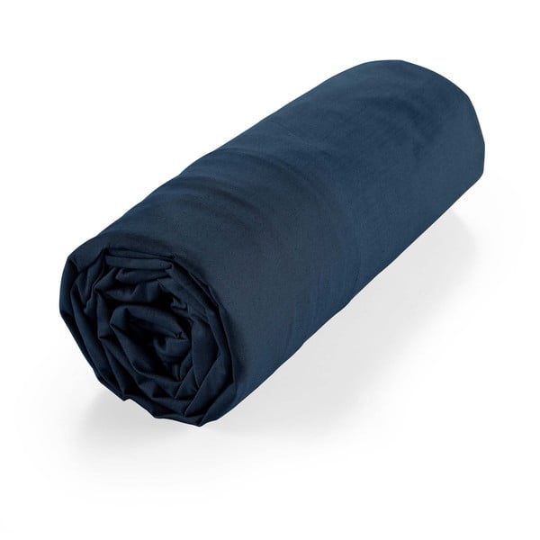 Tmavě modré napínací prostěradlo z Bio bavlny 90x190 cm Biolina – douceur d'intérieur-image-4