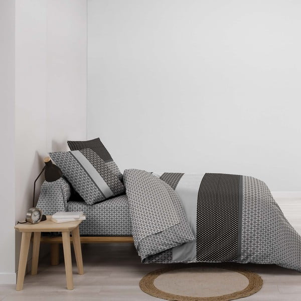 Černobílé bavlněné povlečení na dvoulůžko/prodloužené s prostěradlem/6dílné 240x220 cm Meiko – douceur d'intérieur-image-1