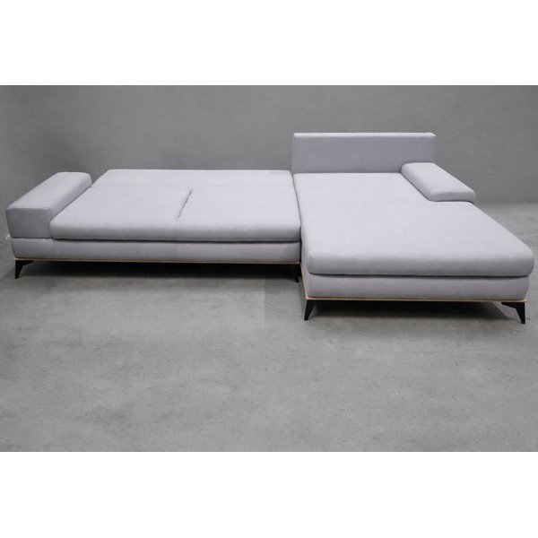 Světle šedá rozkládací/s úložným prostorem rohová pohovka (pravý roh/s lenoškou) Planet - II. jakost – Windsor & Co Sofas-image-4