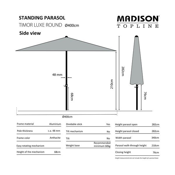 Zelený slunečník ø 400 cm Timor - Madison-image-1