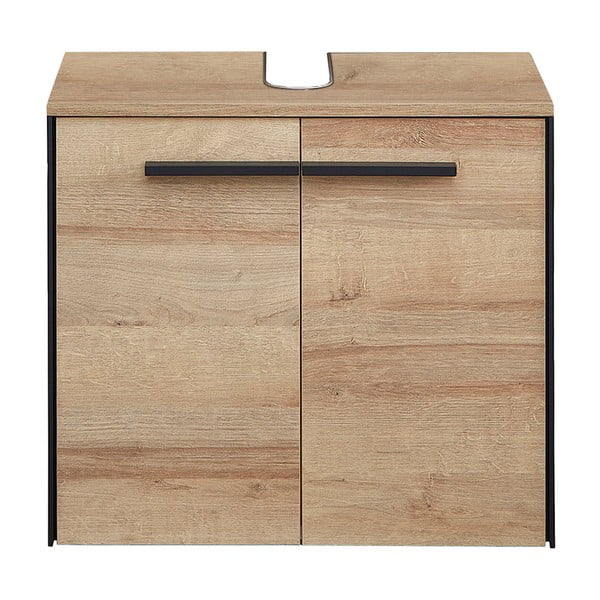 Závěsná skříňka pod umyvadlo v dekoru dubu v přírodní barvě 53x60 cm Quickset 395 – Pelipal