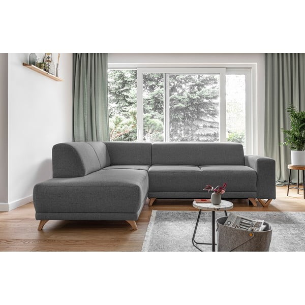Šedá rozkládací/s úložným prostorem rohová pohovka (levý roh/do L) Classy Sophie – Miuform-image-1