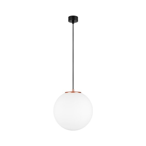 Bílé závěsné svítidlo s objímkou ve měděné barvě Sotto Luce TSUKI L, ⌀ 30 cm