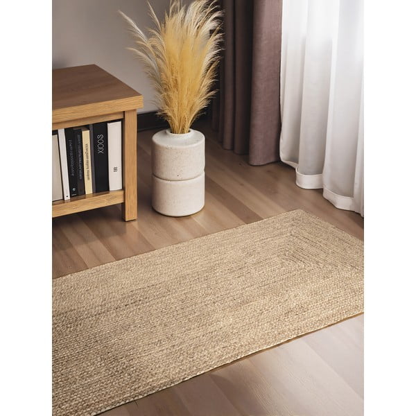 Oboustranný/ručně tkaný jutový běhoun ve světle přírodní barvě 80x200 cm Sharmila Natural White – Hanse Home-image-1