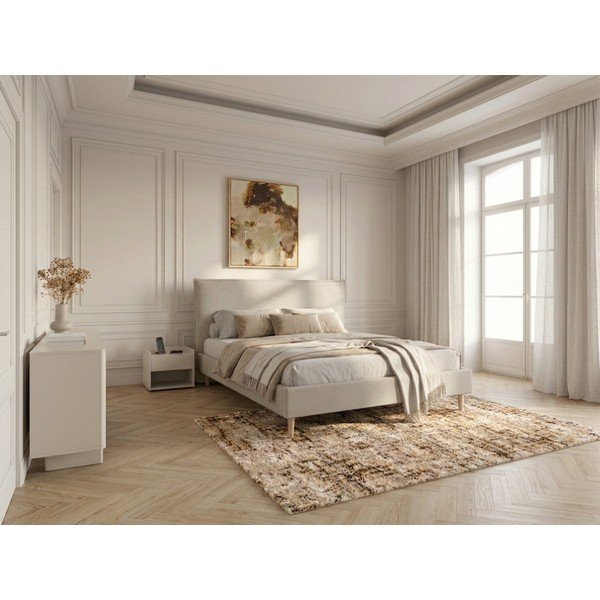 Béžová čalouněná dvoulůžková postel s roštem 160x200 cm Sary – Bobochic Paris-image-1
