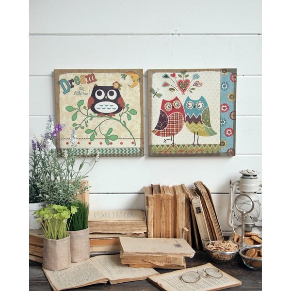 Nástěnná dekorace Owls, 2 ks