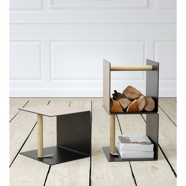 Černý/šedý dekorativní kovový/z eko kůže úložný box 32x38x31 cm Bull – LIND DNA-image-1