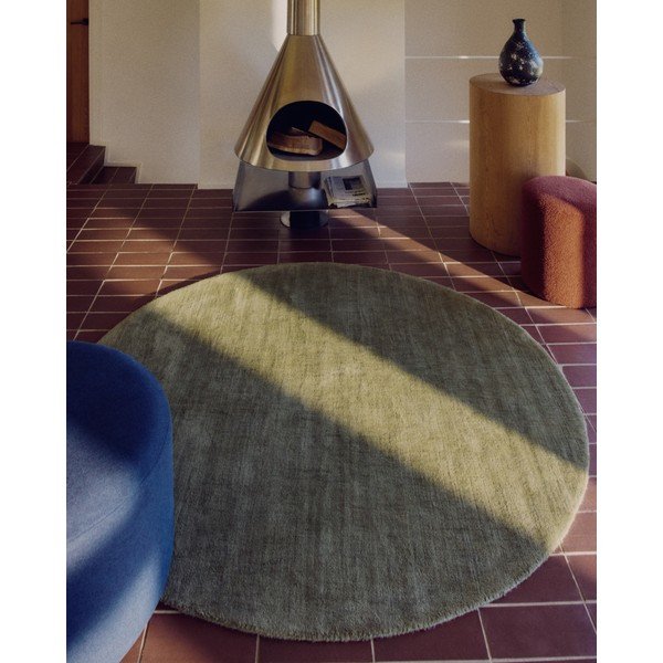 Zelený kulatý koberec ø 200 cm Empuries – Kave Home-image-1