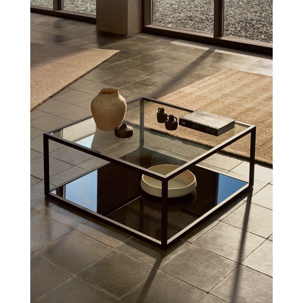 Černý konferenční stolek Kave Home Green Hill, 80 x 80 cm-image-1