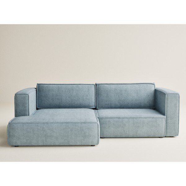 Světle modrá žinylková rozkládací/s úložným prostorem rohová pohovka (levý roh/s lenoškou) Velto – Maison de Rêve-image-2