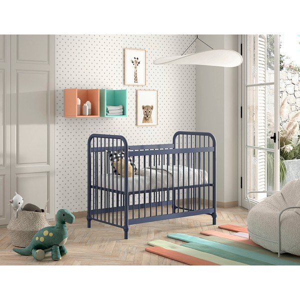 Modrá kovová postýlka 60x120 cm BRONXX – Vipack-image-3