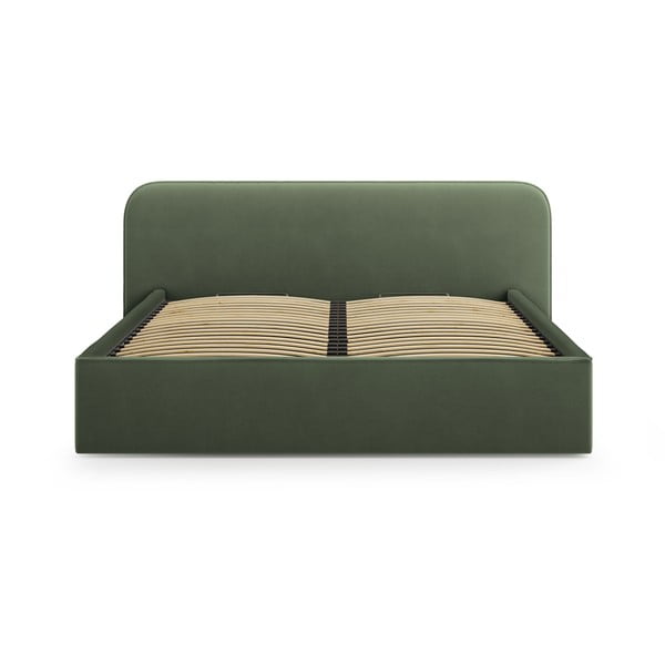 Zelená čalouněná dvoulůžková postel s úložným prostorem s roštem 160x200 cm Elizabeth – Micadoni -image-3