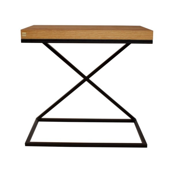 Černý odkládací stolek s deskou z dubového dřeva take me HOME, 50 x 30 cm