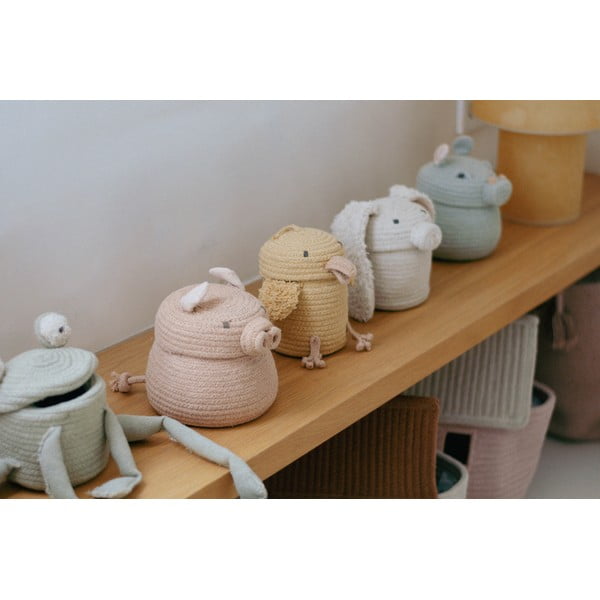 Světle šedý látkový dětský koš na hračky ø 15x15 cm Mini Henry the Hippo – Lorena Canals-image-4