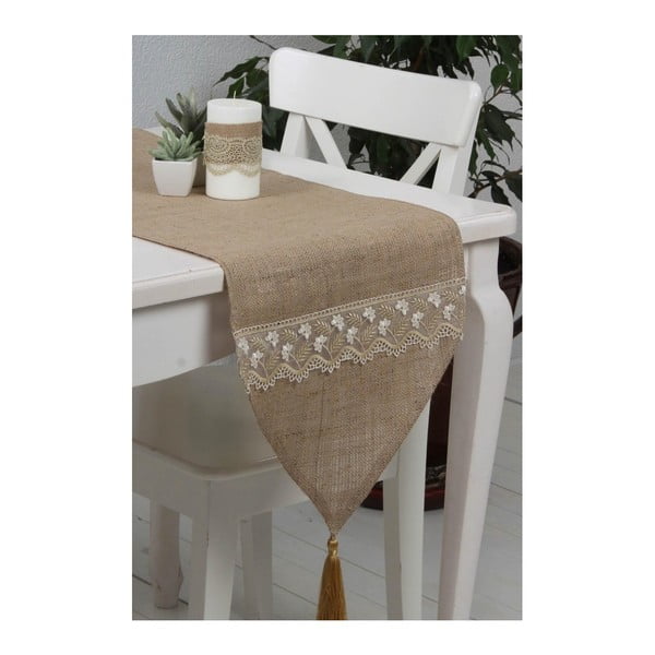 Béžový běhoun na stůl Aspurta, 150 x 40 cm