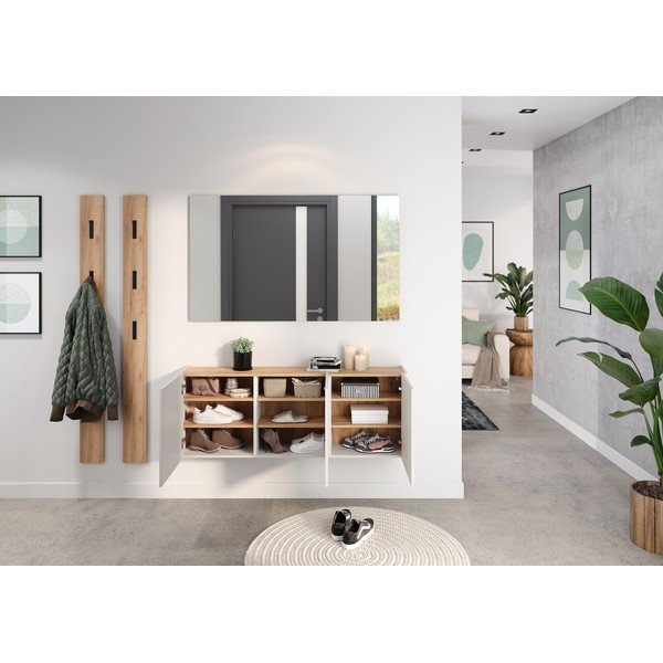 Krémová závěsná skříňka v dekoru dubu 138x52x25 cm Libbiano – Germania-image-4