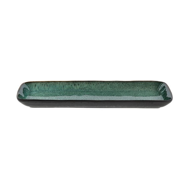 Černo-zelený kameninový servírovací tác Bitz, 38 x 14 cm