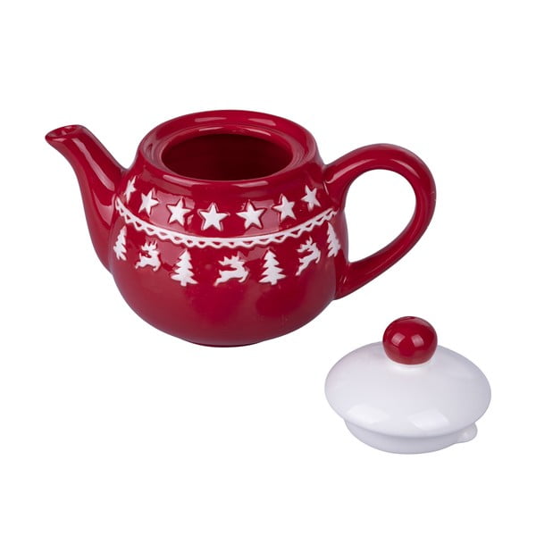 Červeno-bílá vánoční keramická konvice na čaj 520 ml Xmas - VDE Tivoli 1996