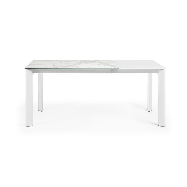 Rozkládací jídelní stůl s přídavnou deskou s deskou v dekoru mramoru 80x120 cm Axis – Kave Home-image-4