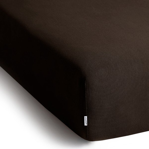 Tmavě hnědé napínací prostěradlo jersey 160x200 cm Amber – Restilo-image-2