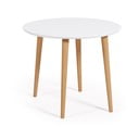 Bílý kulatý rozkládací jídelní stůl s bílou deskou ø 90 cm Oqui – Kave Home
