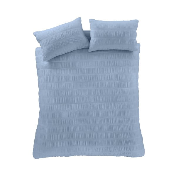 Modré krepové povlečení na dvoulůžko/prodloužené 230x220 cm Seersucker – Catherine Lansfield