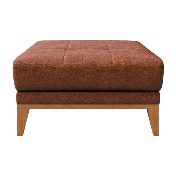 Koňakově hnědá kožená podnožka MESONICA Musso Tufted-image-2