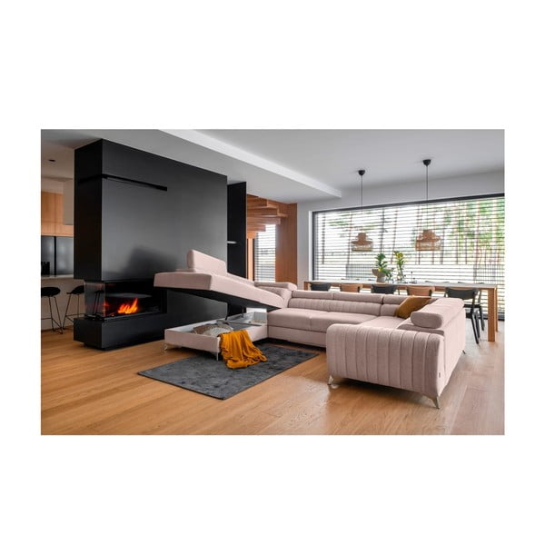 Růžová rozkládací/s úložným prostorem rohová pohovka (levý roh/do "U") Louis – ELTAP-image-2