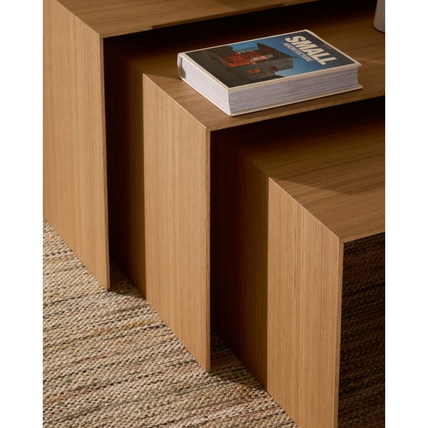 Odkládací stolky v sadě 3 ks v dekoru dubu 40x60 cm Litto – Kave Home-image-3