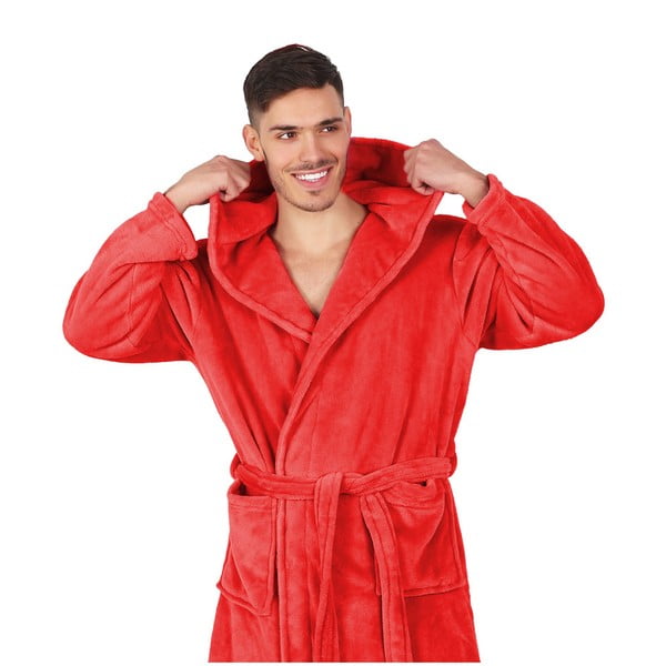 Červený unisex župan z mikrovlákna DecoKing Robby, velikost M-image-3