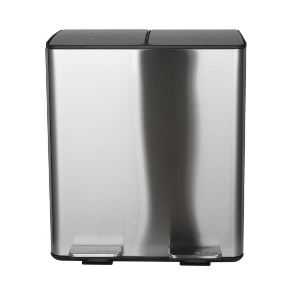 Ocelový odpadkový koš 2x20 l na tříděný odpad/nášlapný v matně stříbrné barvě   Aliya – Spirella-image-2