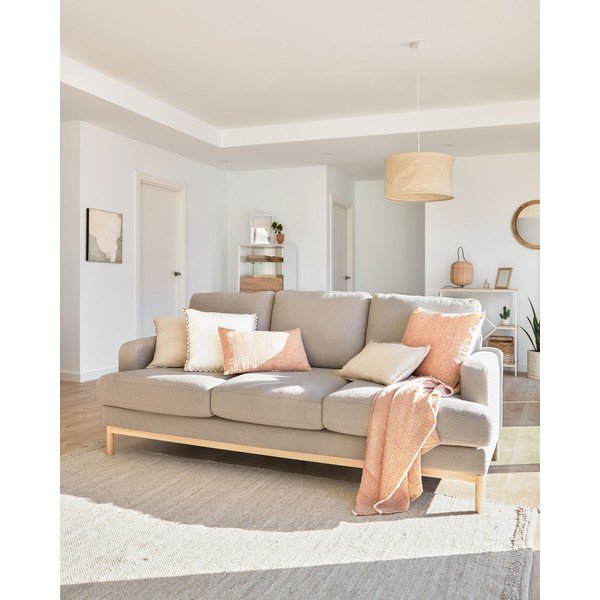 Šedá pohovka z textilie bouclé 203 cm Mihaela – Kave Home-image-1