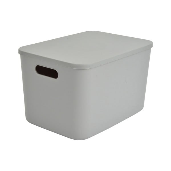 Šedý plastový úložný box s víkem 35,5x25,5x23 cm – Homéa