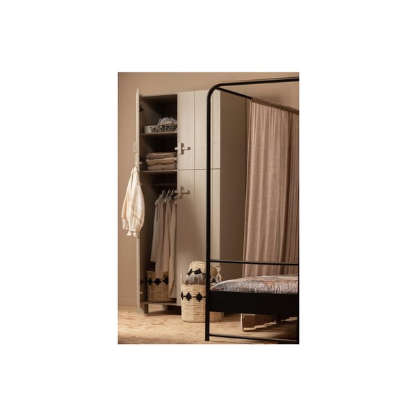 Světle šedá šatní skříň z borovicového dřeva 90x210x55 cm Mees – WOOOD-image-3