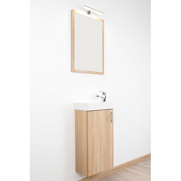 Nízká závěsná skříňka s umyvadlem bez baterie v dekoru dubu v přírodní barvě 40x79 cm Oia – STOLKAR-image-4