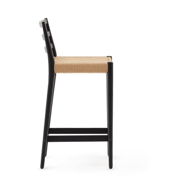 Černá/v přírodní barvě barová židle z dubového dřeva (výška sedáku 70 cm) Analy – Kave Home-image-3