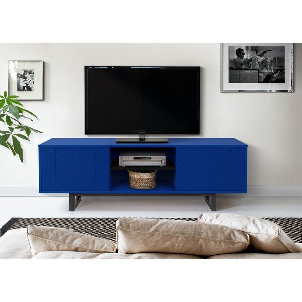 Modrý TV stolek Woodman Camden Herringbone-image-1