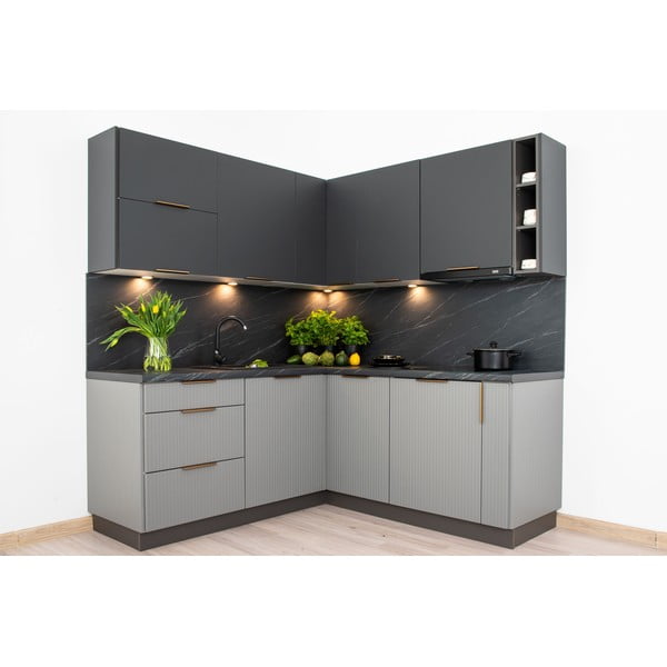 Rohová kuchyně s pracovní deskou (bez montáže) 370 cm Rowan – STOLKAR-image-3