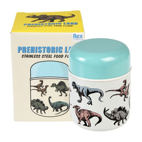 Modrá/krémová termoska na jídlo/dětská 280 ml Prehistoric Land – Rex London-image-3