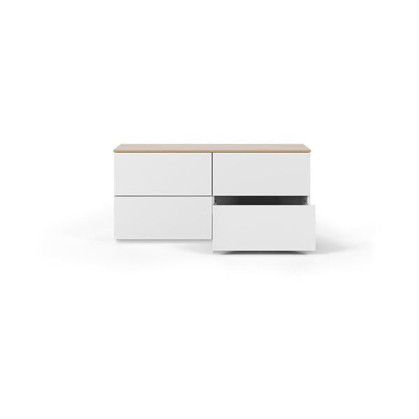 Bílá komoda s šuplíky a deskou v dubovém dekoru TemaHome Join, 120 x 54 cm-image-3